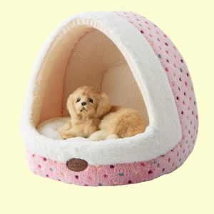 mejor cama perrera rosa con puntos para cachorros 