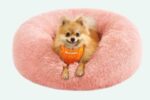 cama rosa antiestres de pelo cachorro
