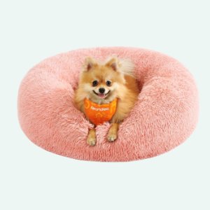 cama rosa antiestres de pelo cachorro