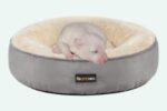 cama cesta para cachorro redonda gris