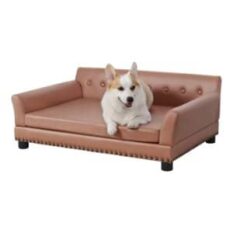 sofa marron grande con patas para mascotas