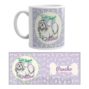 taza personalizada con imagen y nombre perro maltes