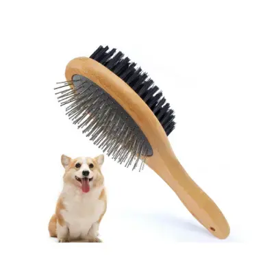 auspicious pet Cepillo para perros dual con cerdas de cerdo