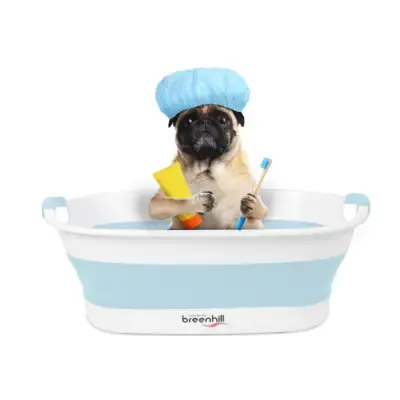 BREENHILL Bañera plegable portátil para perros pequeños con tapón de drenaje de agua