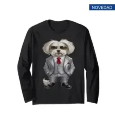 camisa manga larga hombre mujer perro maltes en traje