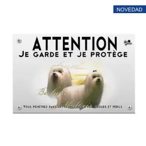 Tienda Online Mi Bichón Maltés placa metal decoracion con imagen bichon maltes