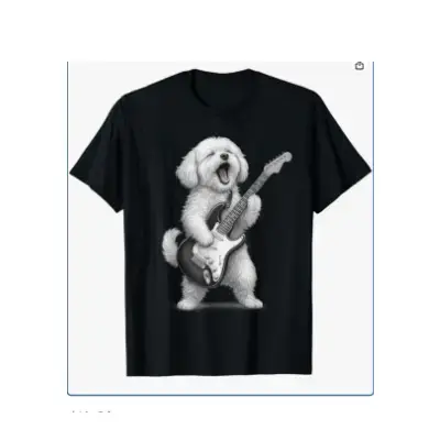 funny Camiseta perro Maltés Rock Guitarrista