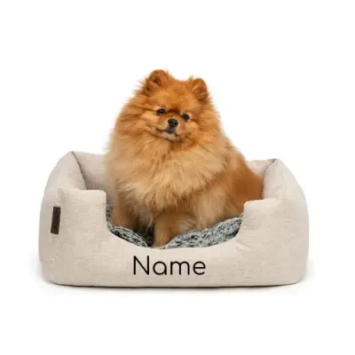 Lionto Cama personalizada con nombre de perro cojín reversible