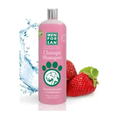 Productos de Cosmética para Bichón Maltés MENFORSAN Champú acondicionador perros aroma a fresa