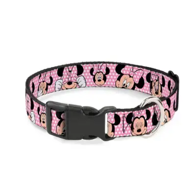 Buckle-Down Minnie Mouse Collar para perros mini rosa/blanco