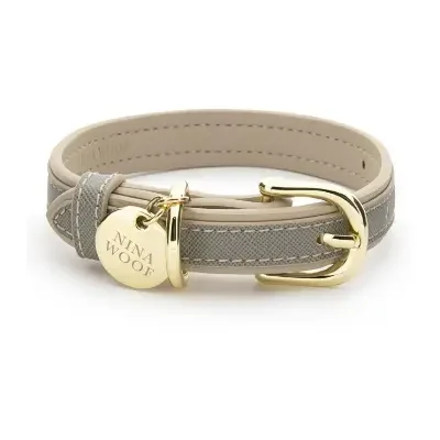 Nina Woof London Collar de piel vegana para perro de lujo talla XS