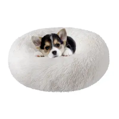 Nisrada Cama mulida de perro redonda lavable para cachorros