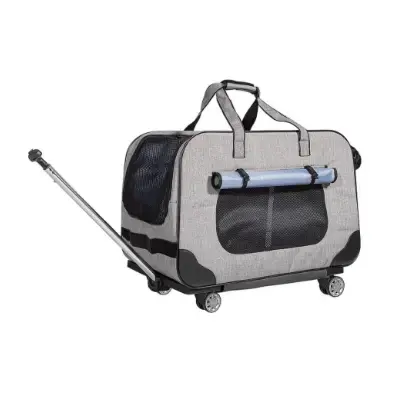 petemoo Transportín plegable para mascotas con ruedas extraíbles
