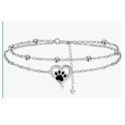 yinsen Pulsera mujer de plata con huella perro