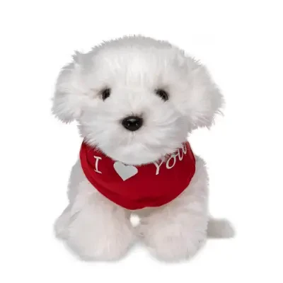 uni toys Perro Maltés peluche con pañuelo 26 cm