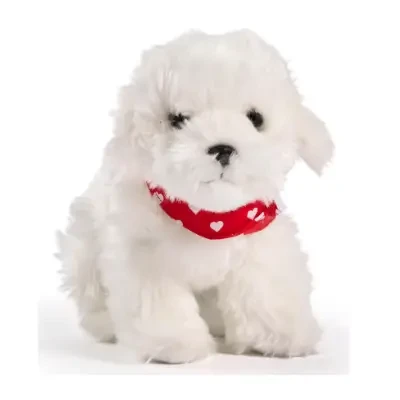 Uni Toys Maltés peluche con pañuelo rojo 32 cm