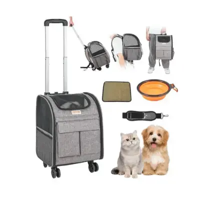 VEVOR Maleta con ruedas para transportar perros hasta 8 kg