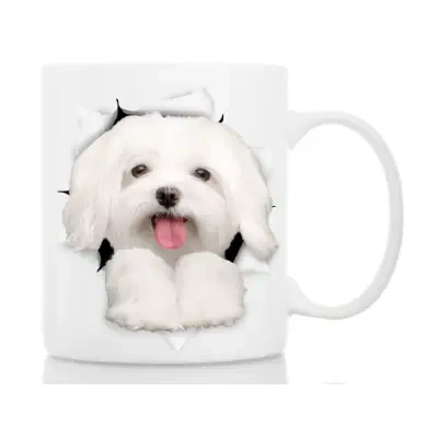 Winston & Bear Taza de cerámica con imágen perro Maltese
