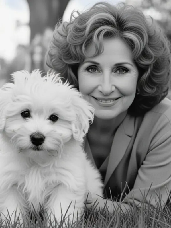 Barbra Streisand con su perro maltes