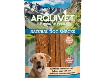 Snacks para Bichón Maltés 16 Arquivet barritas de salmón con piel Snacks natural