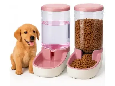 33+ Accesorios de Color Rosa para Bichón Maltés (al Estilo Barbie) 32 Edipets Dispensador rosa Comida y Agua para Perros