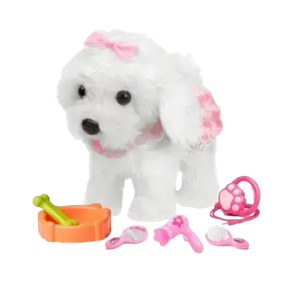 peluche perro bichon maltes interactivo ladra camina come